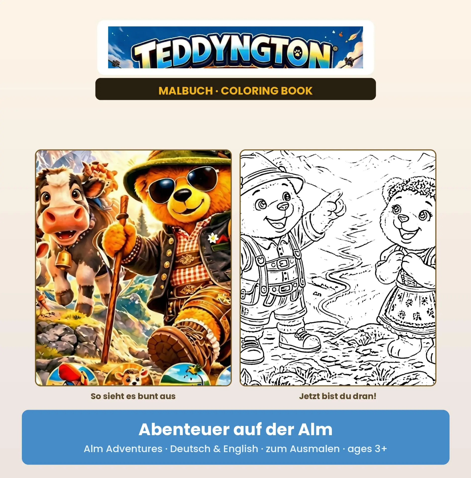 Cover: TEDDYNGTON Malbuch – Abenteuer auf der Alm