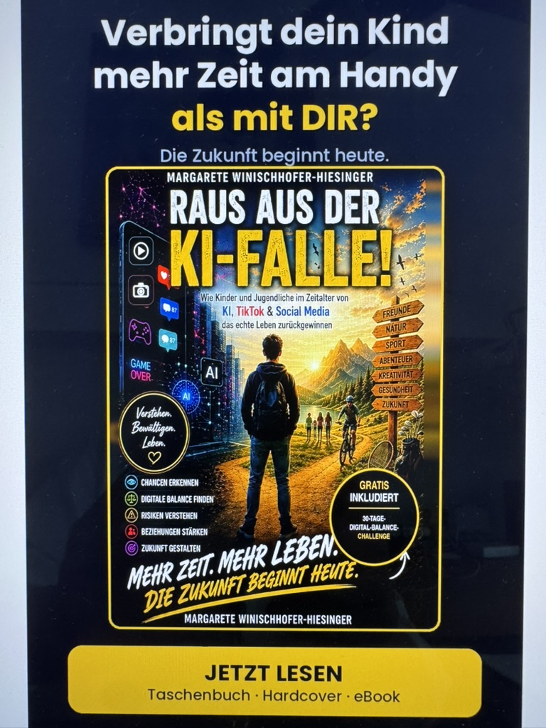 Kampagnenmotiv zu Raus aus der KI-Falle: Verbringt dein Kind mehr Zeit am Handy als mit dir?